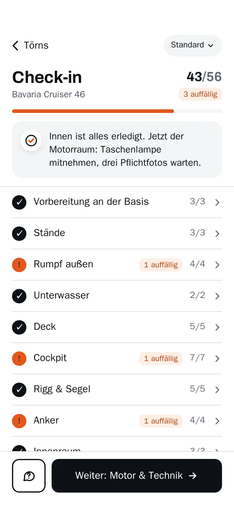 Charterproof auf dem Handy: Beweisansicht eines Vorschadens mit Beweissiegel, Aufnahmezeit, Position, Server-Zeit und Hash